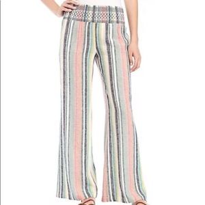 Indigo Rein Smocked Waist Striped Lined Wide Leg Pants Women’s Size Medium